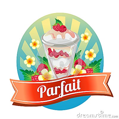 Raspberry parfait labels Vector Illustration