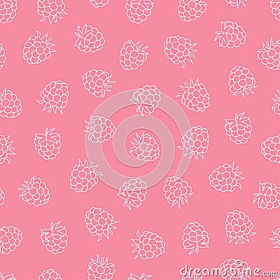 Raspberry pattern. Vector seamless outline print Vector Illustration