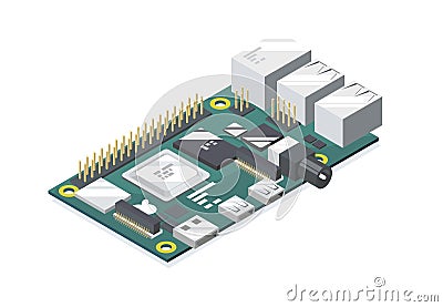 Raspberry pi micro computer coding Vector Illustration