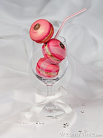 Raspberry Pink Macarons Stock Photo