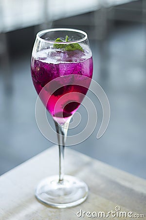 Raspberry and red dragon fruit wine spritzer cocktail Stock Photo