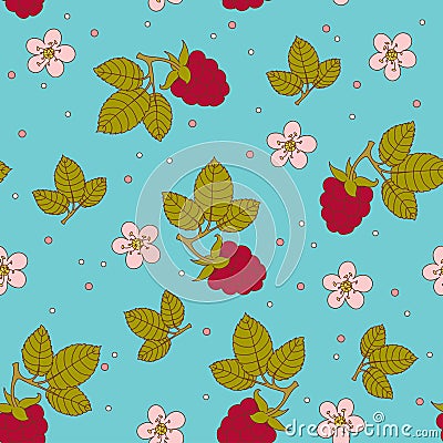 Raspberry seamless wallpaper Vector Illustration