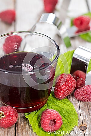 Raspberry Sirup in a glass Stock Photo