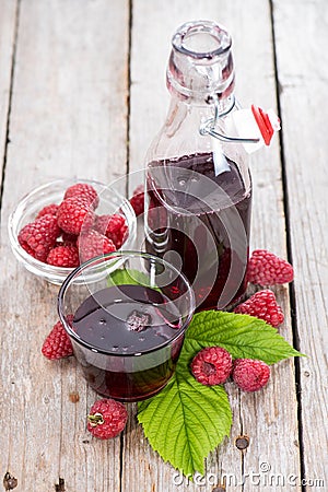 Raspberry Sirup in a glass Stock Photo