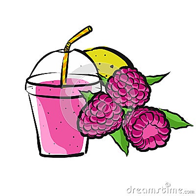 Raspberry Smoothie Vector Illustration
