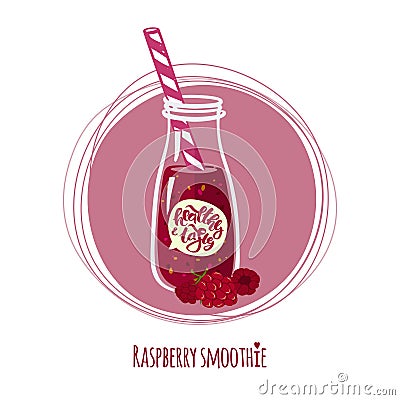Raspberry smoothie Vector Illustration