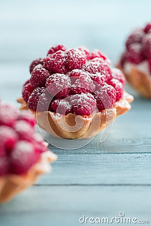 Raspberry tartlets Stock Photo