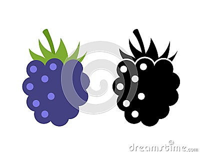 Raspberry vector icon illustration. Flat berry sweet healthy organic fruit raspberry blackberry Vector Illustration