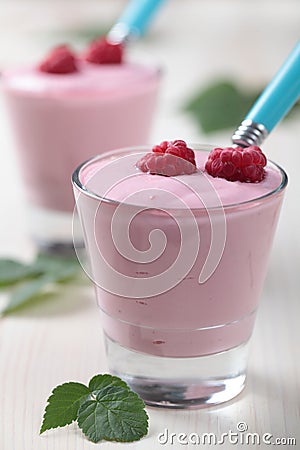 Raspberry yogurt Stock Photo