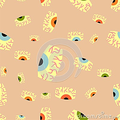 Rasta eyes pattern seamless. trippy eye. addict with red eyes background. Tired eyes with capillaries texture Vector Illustration