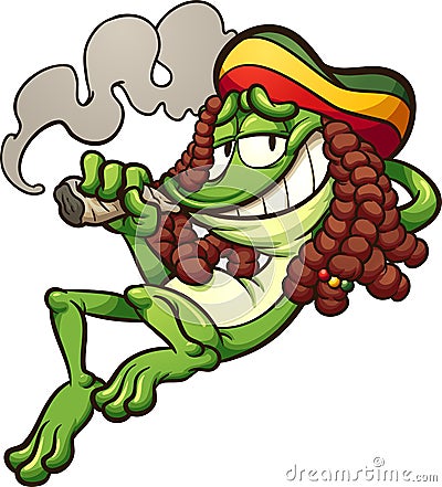 Rasta frog smoking weed Vector Illustration