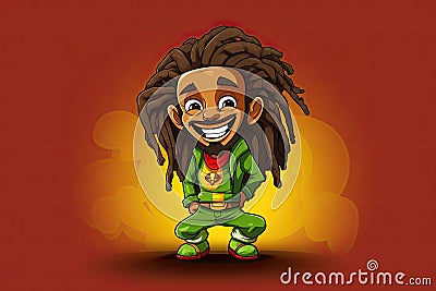 rasta man funny cartoon AI generated Cartoon Illustration