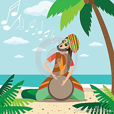 Rasta man playing Vector Illustration