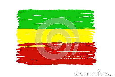 Rastafari flag isolated on a white background. The symbol of Rastafari. Vector Illustration
