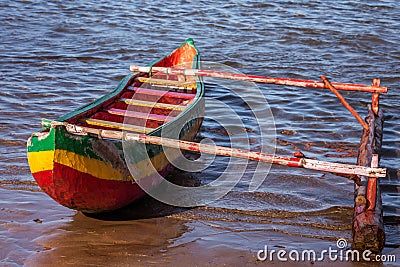 Rastafari outrigger canoe Stock Photo