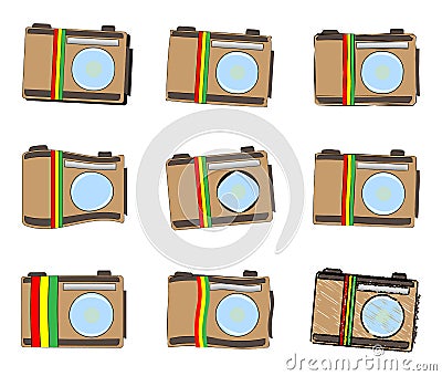 Rastafarian camera icon set Vector Illustration