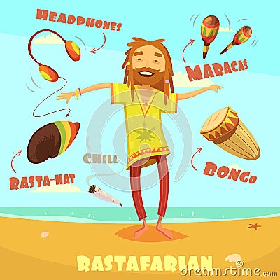 Rastafarian Character Illustration Vector Illustration