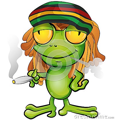 Rastafarian frog cartoon Vector Illustration