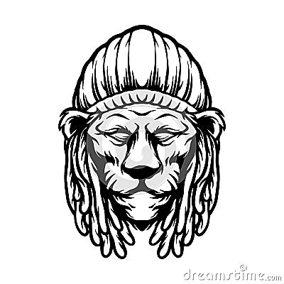 Rastafarian Lion Head Silhouette Vector Illustration