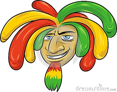 Rastafarian male cartoon character. Jamaican man Vector Illustration