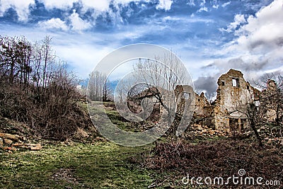 Rastelica village and destroyed houses Stock Photo