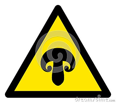 Raster Champignon Warning Triangle Sign Icon Stock Photo