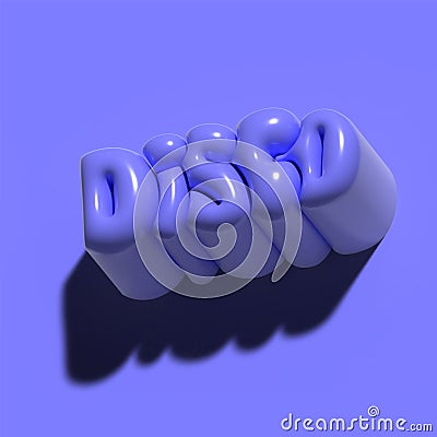 Raster 3d modeling clay word - disco. Realistic 3d render lettering on purple background. Creative monochrome design Stock Photo