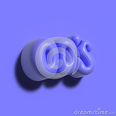 Raster 3d modeling clay word - 00's. Realistic 3d render lettering on purple background. Creative monochrome Stock Photo