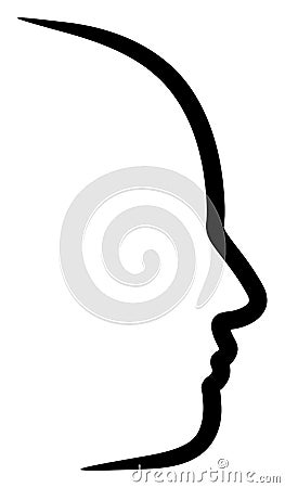 Raster Flat Contour Face Profile Icon Stock Photo