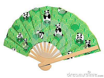 Japan fan panda pattern front Stock Photo
