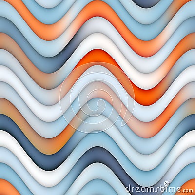 Raster Seamless Blue Orange Lines Gradient Wavy Stripes Pattern Stock Photo