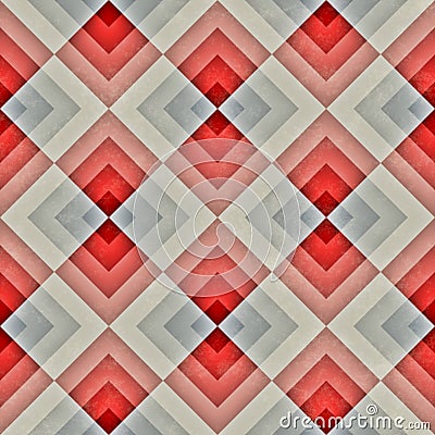 Raster Seamless Diagonal Red Blue Tan Stripe Rhombus Blocks Grid Grunge Retro Pattern Stock Photo