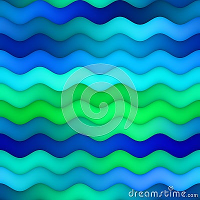 Raster Seamless Horizontal Wavy Blue Green Gradient Lines Water Texture Stock Photo