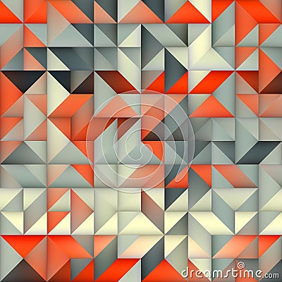 Raster Seamless Orange Grey Gradient Triangle Irregular Grid Square Pattern Stock Photo