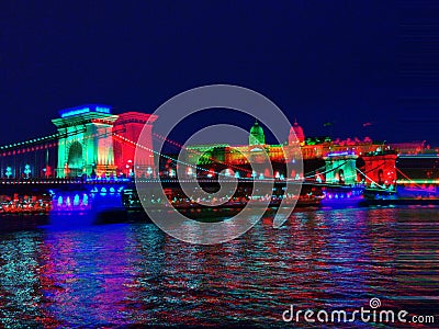 Rasterized image of the chain bridge in Budapest Stock Photo