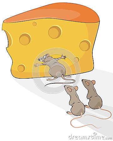 Rat with cheese Vector Illustration