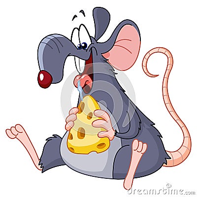 Rat eating cheese Vector Illustration