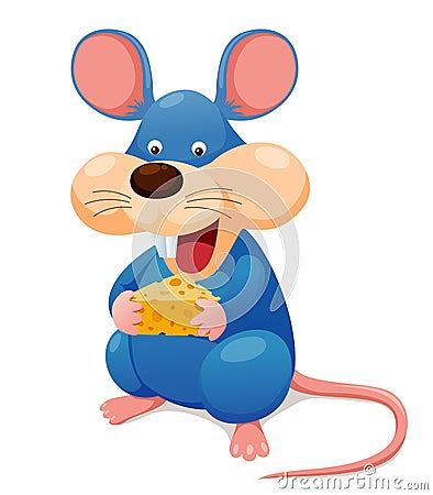 Rat eating cheese Vector Illustration