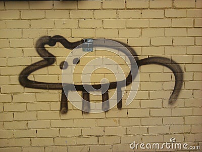 A rat graffiti on the wall Editorial Stock Photo