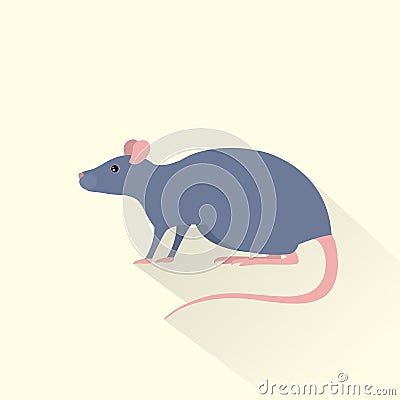 Rat gray mouse icon flat shadow vector Vector Illustration