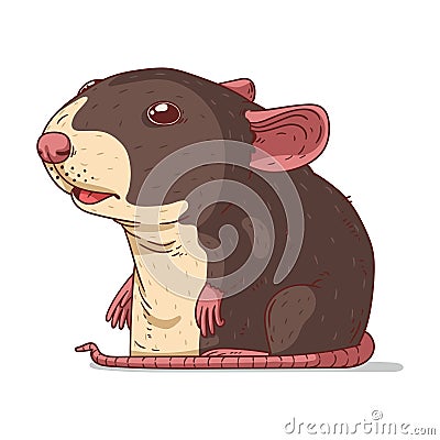 A Rat, isolated vector illustration. A cute cartoon picture of a curious rat. An animal sticker Vector Illustration