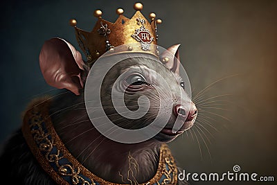 rat king medieval portrait, neural network generated art Stock Photo
