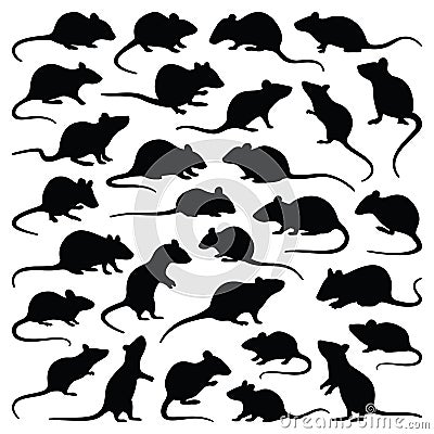 Rat and mouse vector silhouette illustration Vector Illustration