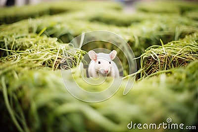 rat in an outdoor grassy maze Stock Photo