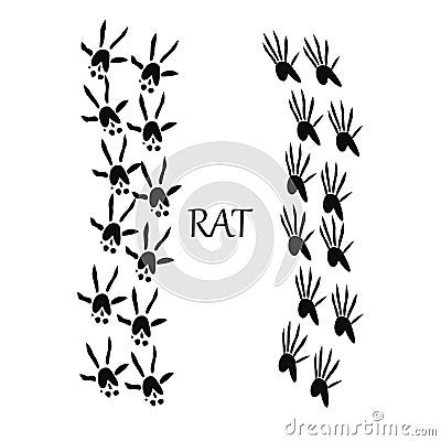 Rat paw print. Footprint silhouette on white background. Vector illustration. EPS 10 Vector Illustration