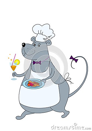 Rat-waiter Vector Illustration