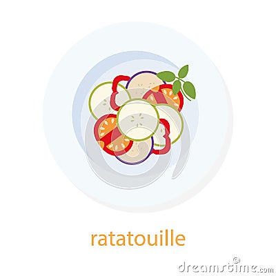 Ratatouille and basil Vector Illustration