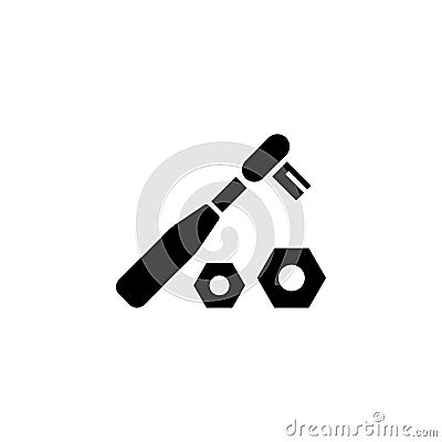 Ratchet Wrench and Nuts Flat Vector Icon Vector Illustration