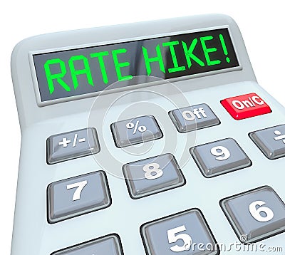 Rate Hike Calculator Words Increased Interest Cost Borrow Money Stock Photo