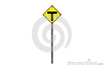 Rate-shaped rusty traffic sign Stock Photo